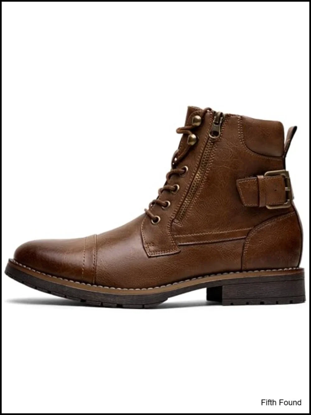 Men's Casual Combat Motorcycle Ankle Boots Lace-Up with Side Zipper